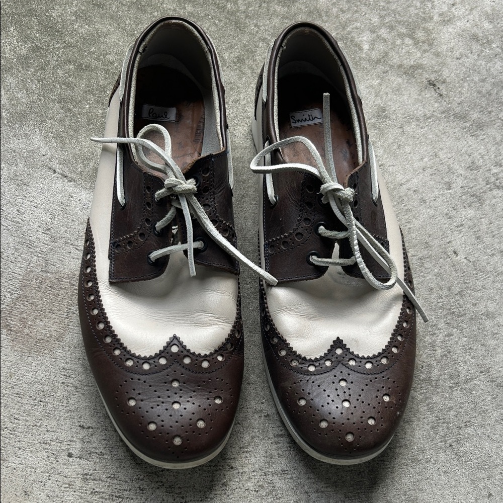 Brown and White Men's Brogue Shoes